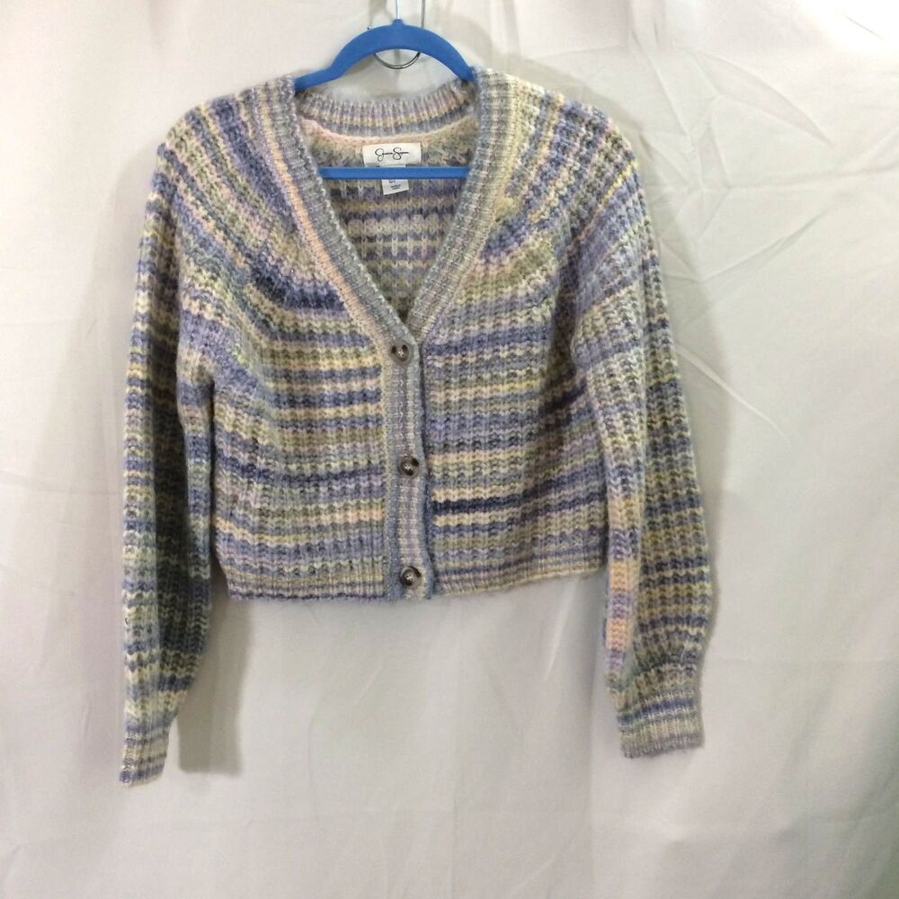 Jessica Simpson Chunky Knit Cardigan Sweater V-Neck Button Front Size Small